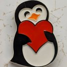 1982 Hallmark Cards Christmas Penguin Holding Heart Plastic Pin 4.5cm