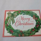 Grand Award Paper Magic Co Christmas Holiday Card Unused VTG Wreath, Berries