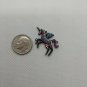 Unicorn Pegasus Pony TINY Pendant Black Metal Blue/Purple/White Rhinestones