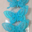 Glitter Aqua Blue Butterfly Clip on Easter Decorations 3-pk