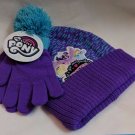 My Little Pony the Movie Beanie Winter Hat & Mittens Set Purple & Aqua NWT