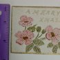Vintage 1900s Hand-drawn Mini Christmas Card Merry Xmas Red Flowers