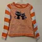 Halloween Black Cats Long Sleeve Shirt 3T Orange & White Stripes