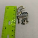 Unicorn Pony Metal Enamel Brooch Pin White/Black/Gold w/ Rhinestones