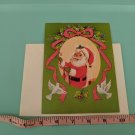 Vintage Artis Christmas Card Unused Cut-out Santa, Doves, Ribbon, Holly, Puppy