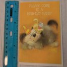 Forget me not AG VTG Birthday Party Invite Card Puppy & Kitten