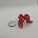 12" Fashion Doll Pair of Red High-heel Short Ankle Boots for Curve Foot