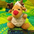 Plushland Reindeer Deer Christmas Holiday Plush Blue Hat/Scarf USED