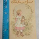 English Cards Ltd Sarah Kay Girl w/ Doll walking cobblestone path