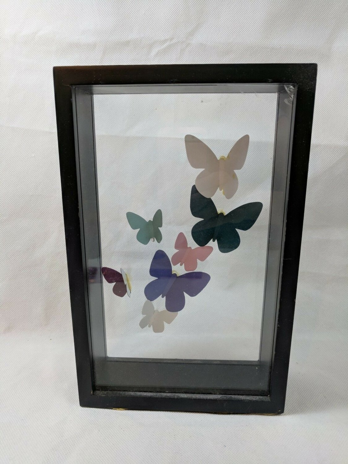 Paper Butterfly Shadow Box Black Frame Wall Hanging 10.75" x 6.75" x 2.25" Deep