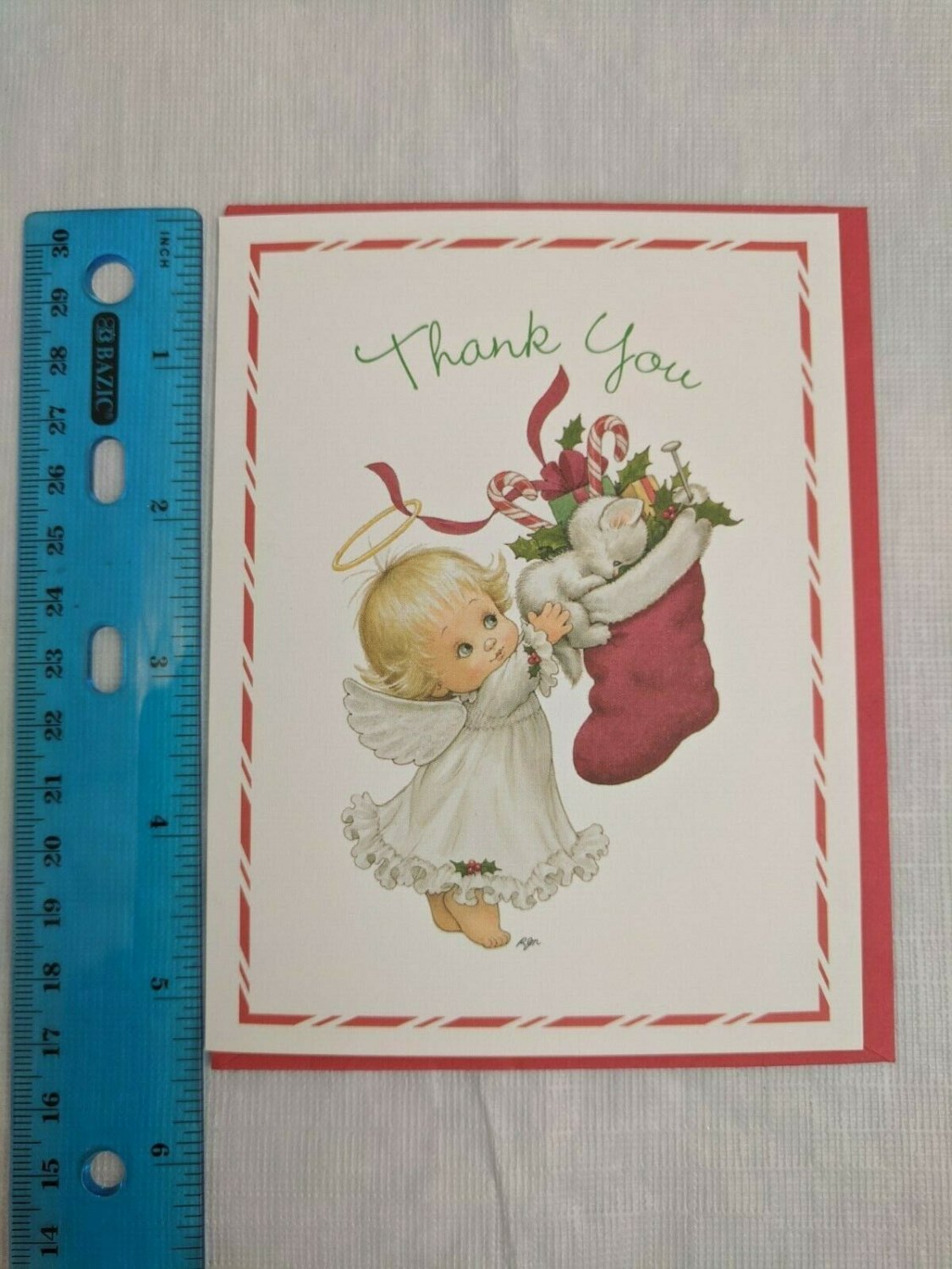 Current Inc Holly Babes Ruth Morehead Thank You Blank Note Card Angel & Kitten