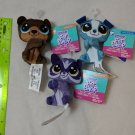 Littlest Pet Shop Mini Clip-A-Pet Plush 4" Lot of 3 Puppy Bear Raccoon NEW
