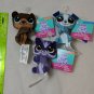 Littlest Pet Shop Mini Clip-A-Pet Plush 4" Lot of 3 Puppy Bear Raccoon NEW