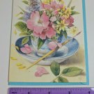 Hallmark Marjolein Bastin Greeting Note Card Flowers in Tea Cup, Saucer, Brush