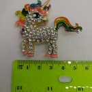 Unicorn Pony White Rhinestone Body Metal Brooch Pin Rainbow Hair Big Eye