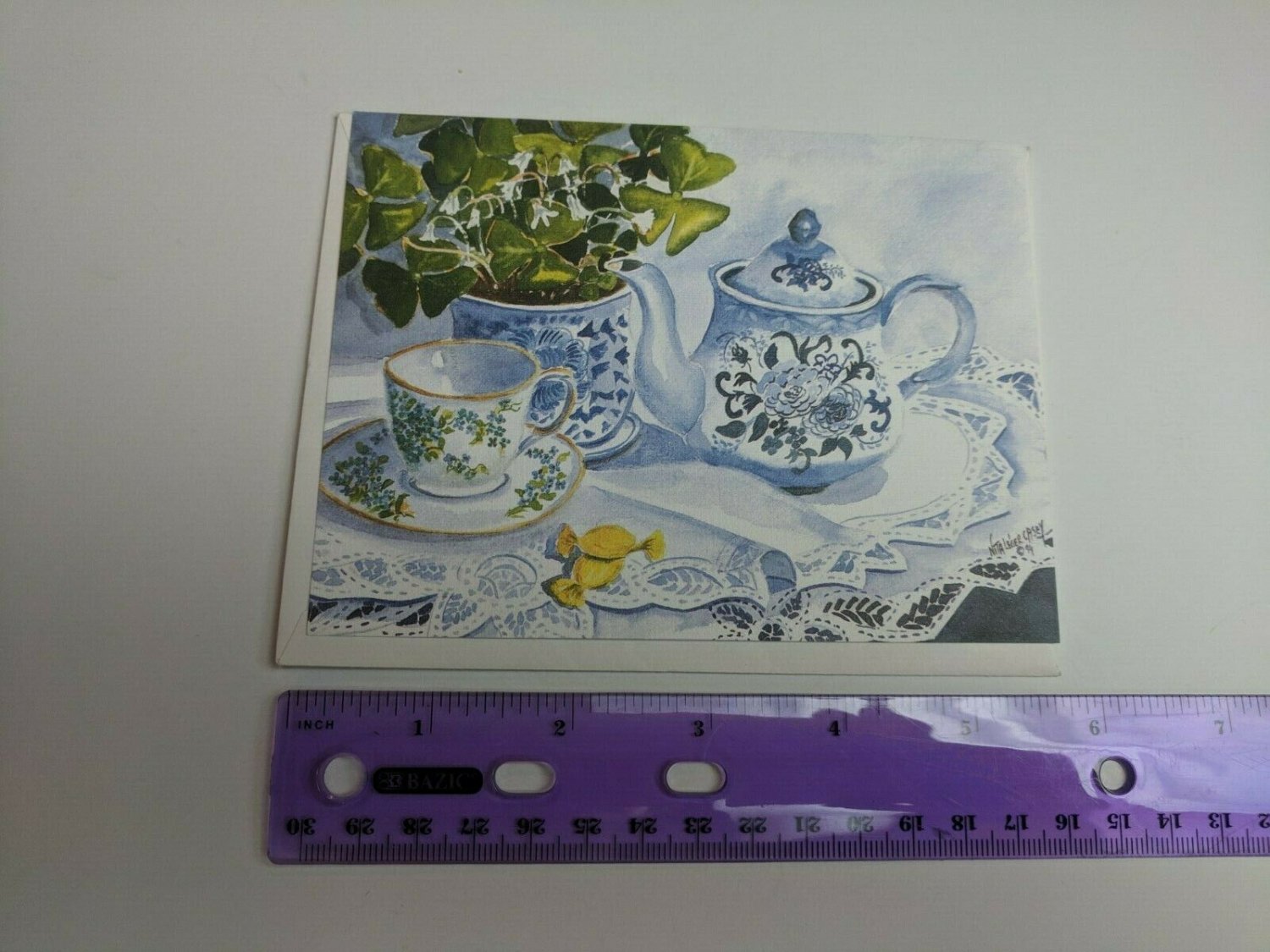 PVA Paralyzed Veterans Blank Note Card Nita Leger Casey Tea Setting