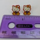 Hello Kitty Pierced Earrings Pair Red/Yellow/Blue w/ Rhinestone