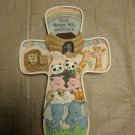 8” PORCELAIN CROSS 3D NOAH'S ARK BABY ROOM NURSERY WALL DECOR ABBEY PRESS *Chip*