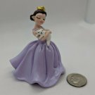 Resin Figurine Cake Topper Princess Holding White Cat, Purple Dress, Gold Crown