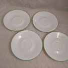 Corning Corelle MY GARDEN Saucer Plates Green Rim Lot of 4-6.25"