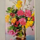 Vintage English Cards Ltd Birthday Card Yellow & Pink Rose Bouquet Unused