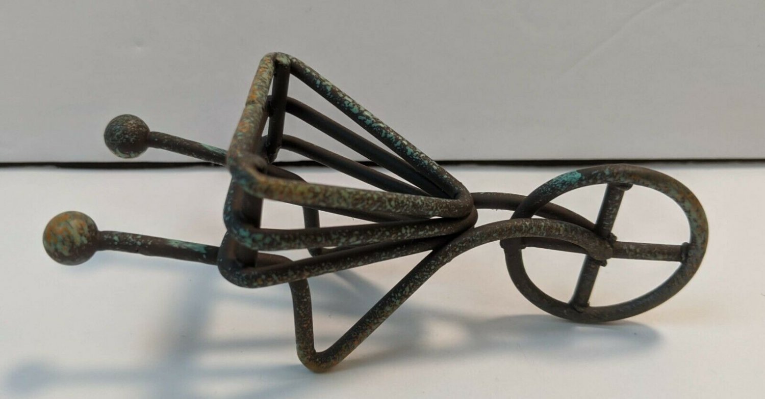 Fairy Garden Miniature Decor Triangle-shaped Weathered Wheelbarrow 4"L x 1.75"W