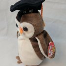 Ty Beanie Baby Wise the Owl Class of 1998 Plush Bird Graduation