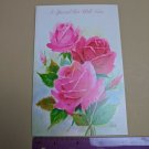 Famous Artists Studios Greeting Card VTG Special Get Well Note Pink Roses