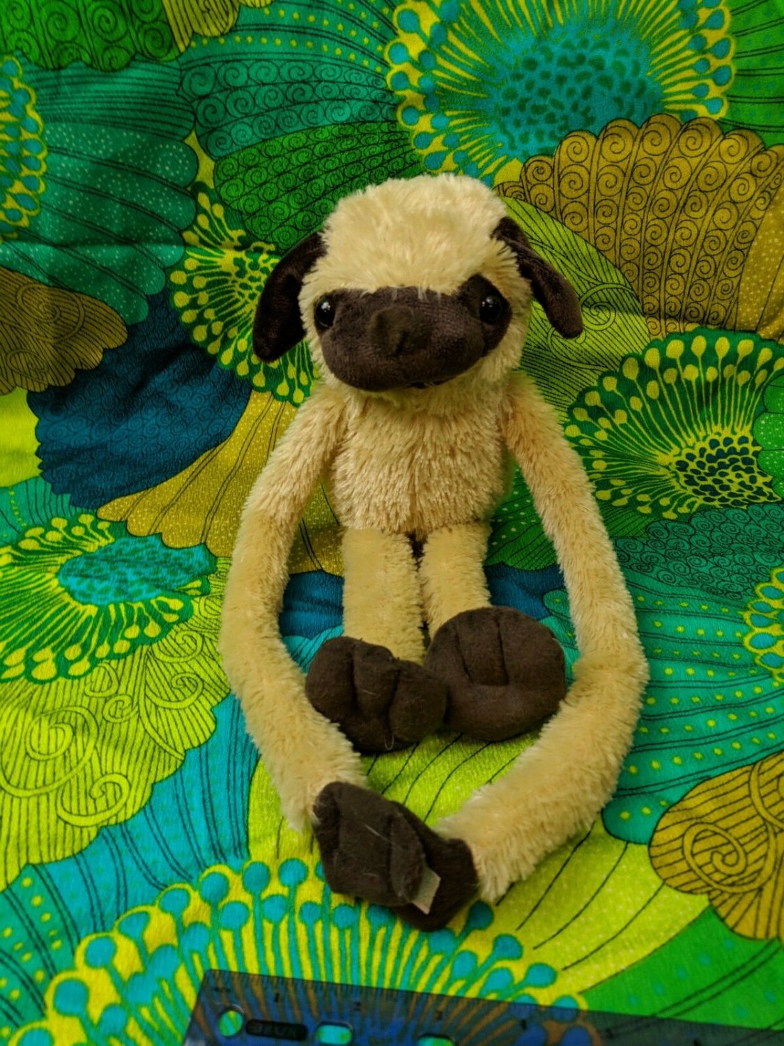 Boundless Network Tan/Brown PUG Puppy Dog Long Legs 13" Plush Stuffed Animal