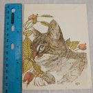 Current Inc Blank Note Card Gray Tabby Cat w/ Leaves, Berries R.D.