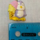 Vintage 1980s Resin Kids Lapel Pin Brooch Purple Penguin w/ Ice Cream Cone