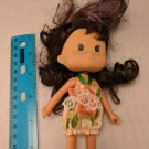 Little Girl Doll 5" Dk Brown & Purple Hair, Floral Dress, Shoes