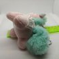 Unicorn Pony Mini 4" Keychain Plush Pink & Aqua, Diamond Symbol, Pearl Necklace