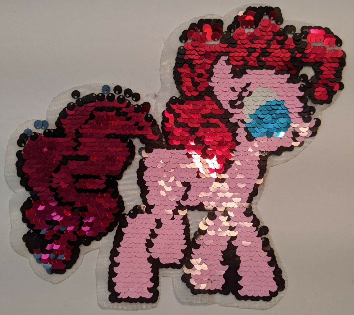 Pink Pony Reversible Sequin Iron-on Transfer 8"T x 9"W