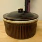 Ribbed Round 8" Diameter Casserole Dish & Vented Lid Brown Vintage Pottery