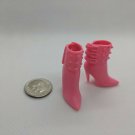 12" Fashion Doll Pair of Pink Ankle High-heel Boots for Curve Foot