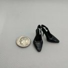 12" Curve Foot Fashion Doll Black High Heel Back Strap Pumps Shoe Pair