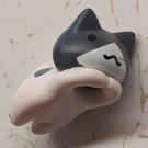White/Gray Laying Flat Cat Mini Figurine Doll Pet Dollhouse Prop 1.25" Long
