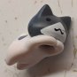 White/Gray Laying Flat Cat Mini Figurine Doll Pet Dollhouse Prop 1.25" Long