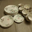 Pink/White Floral Unmarked Vintage China 31-pc Lot USED Mostly Plates & Tea Cups