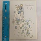 Joan Walsh Anglund Wedding Couple Card Blue/White Happy Wedding Day