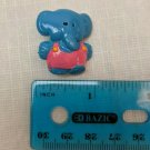 Vintage 1980s Resin Kids Lapel Pin Brooch Blue Elephant in Pink Overalls
