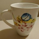 Pier 1 Imports Dolomite Coffee Mug Tea Cup Bird Cherry Blossom *CHIPPED*