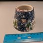Small Ceramic Lamb Candle Shade, Rustic, Blue/Green/Brown Village in Snow
