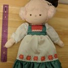 Applause 1983 Ursula Christmas Doll w/ Dress, Felt Shoes, Pink Yarn Hair