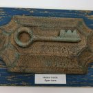 Wall Decor Key Hooks Distressed Blue Board Copper Patina Style Cover 10"x6.5"