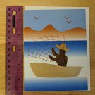 Food For The Poor Banana Bark Blank Note Card Unused Vintage, Fishing Boat