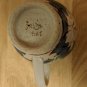 Pottery Coffee Mug Tea Cup Big Red Outlined Flowers w/ Blue, Yellow Accents