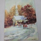 Grand Award Paper Magic Co Christmas Holiday Card Unused VTG Going to Church
