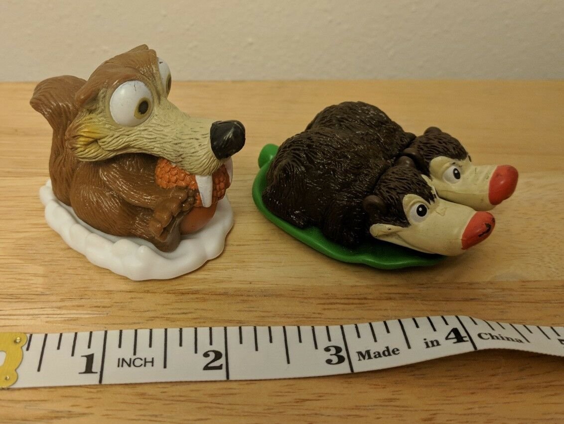 Kellogg Ice Age Slider Toy Lot of 2 Cereal Promo Scratch, Crash & Eddie
